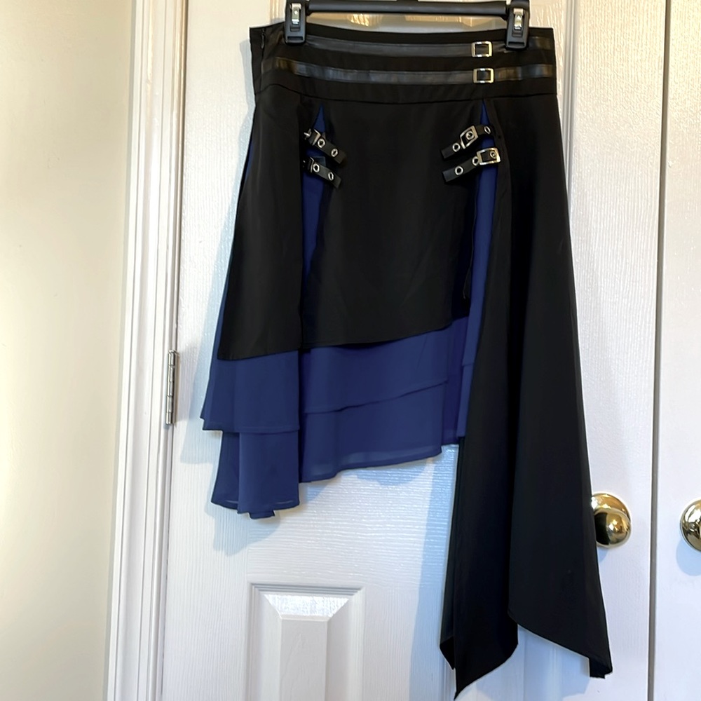 Dressfo Womens Chiffon Asymmetric Layered Skirt Buckles, Size 8 - Picture 2 of 5